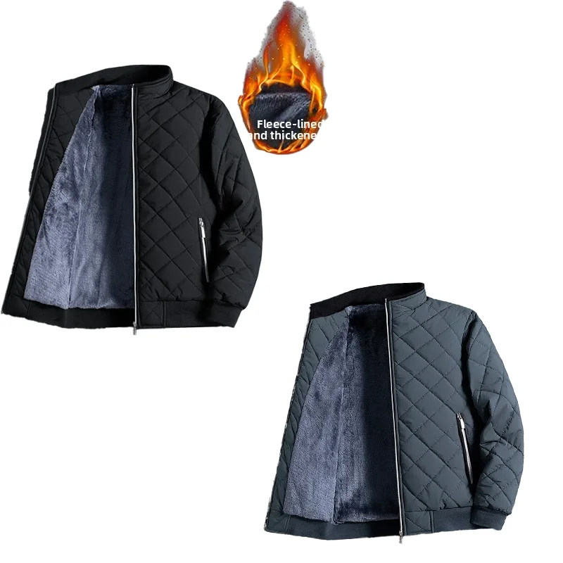 

Mens Stylish Fleece Lined Winter Coat Diamond Quilted Ideal For Daily Use Street Shopping Leisure Travel And Outdoor Fun