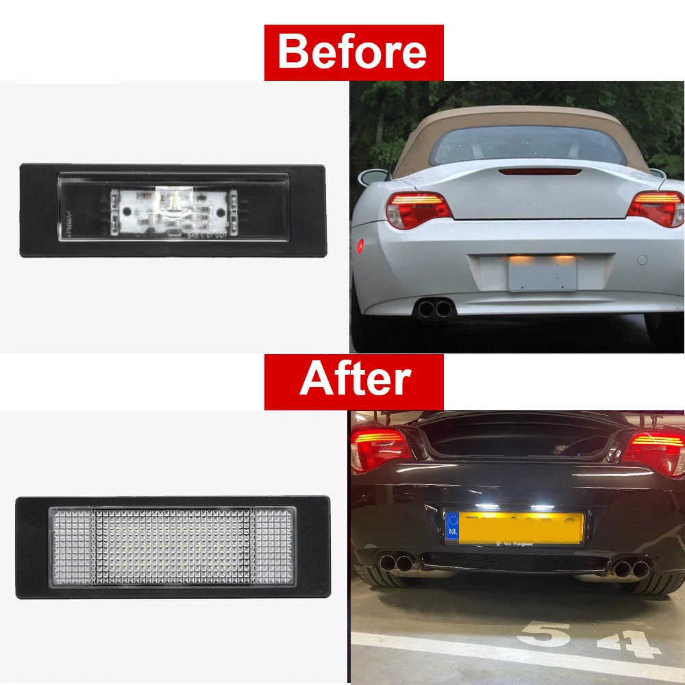 Led-leuchten Für BMW E63 E64 E81 E87 F06 F12 F13 F20 Z4 E85 E86 E89 2PCS Lizenz Nummer platte Lampen Für Mini Cooper R55 R60 R61