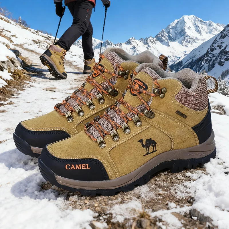 

Brand Winter Outdoor Boots Men Hiking Shoes Climbing Mountain Tracking Hike Shoes Men Snow Boots Fur Warm Men Trekking Sneakers