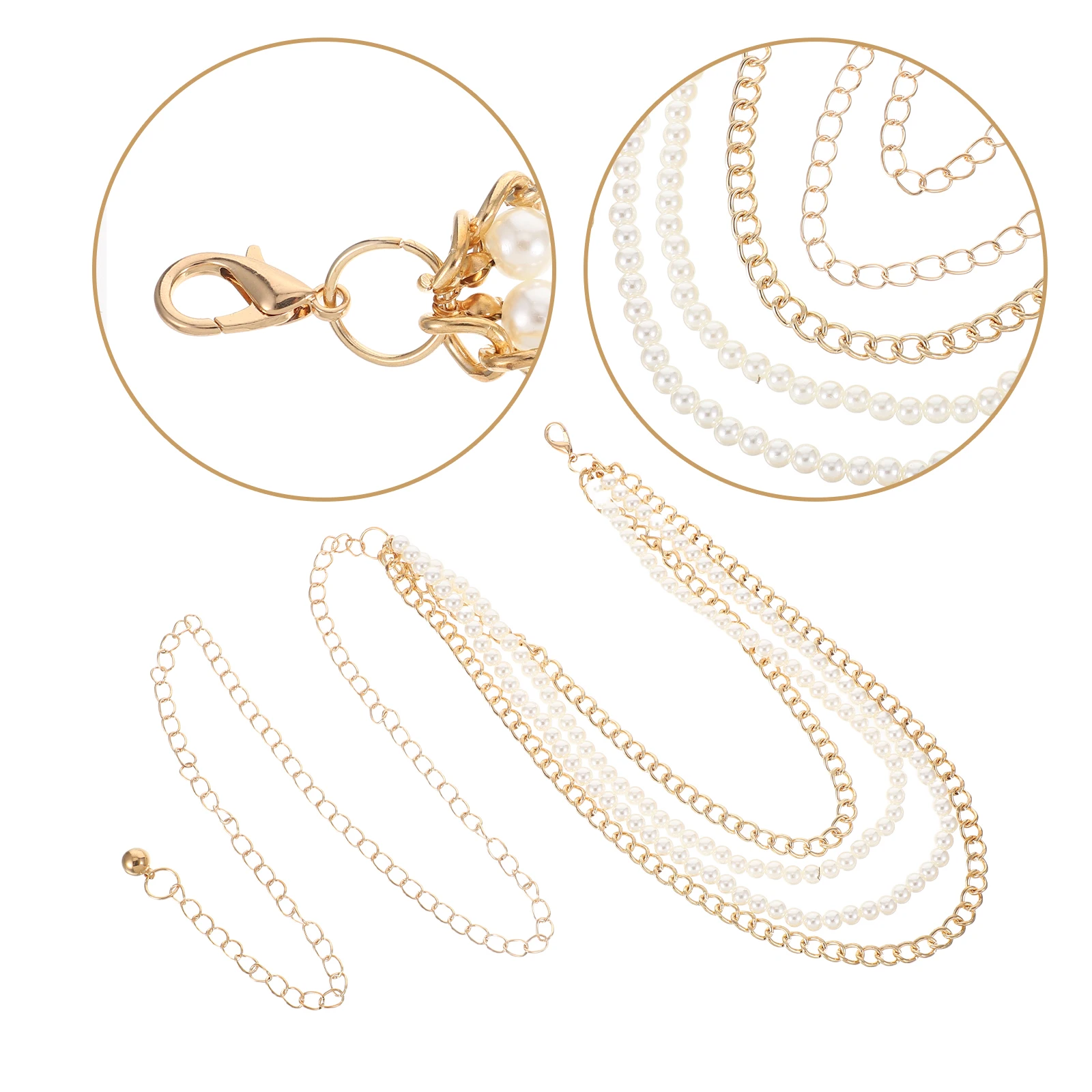 

Multi Layer Pearl Metal Waist Chain Handmade Beaded Belt For Women Elegant Vintage Party Wedding Festival Body Accessory Belt