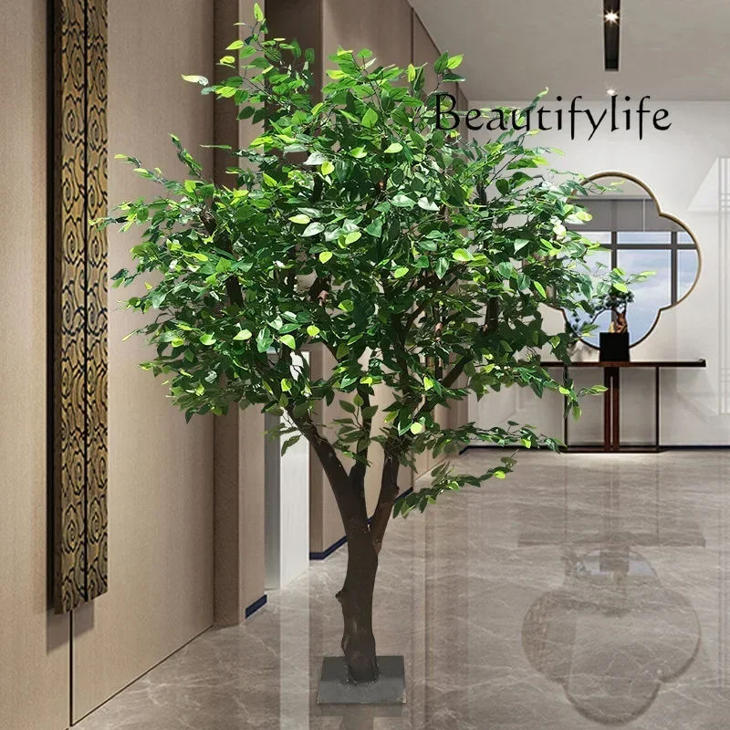 Happy tree banyan  large customized fake tree shopping mall set fake banyan  interior decoration solid wood, simulated big tree