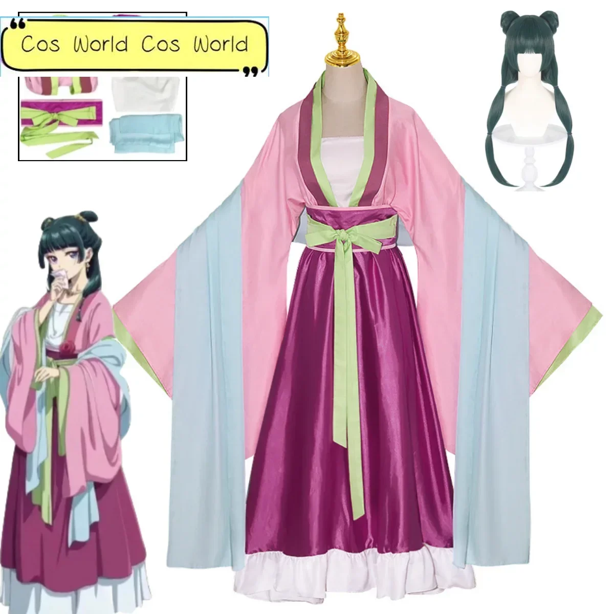 

Anime The Apothecary Diaries Maomao Cosplay Costume Pink Hanfu Ancient Dress Halloween Party Performance Costume