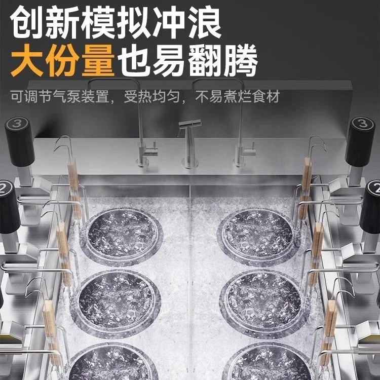 Noodle restaurant noodle cooking stove commercial fully automatic lifting multi-functional six-head electric heating gas soup