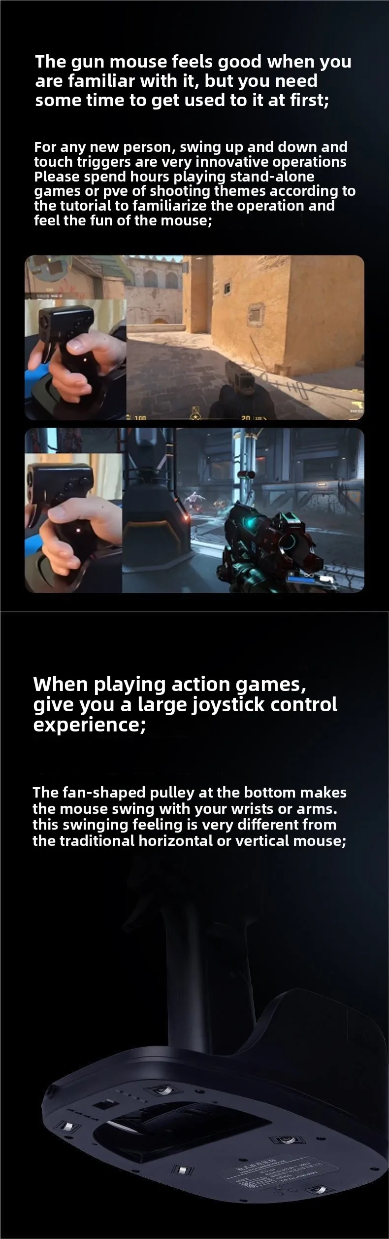 Gun Mouse Shooting Game Upright Handle Grip Trigger Pistol Vertical Wired Peripherals