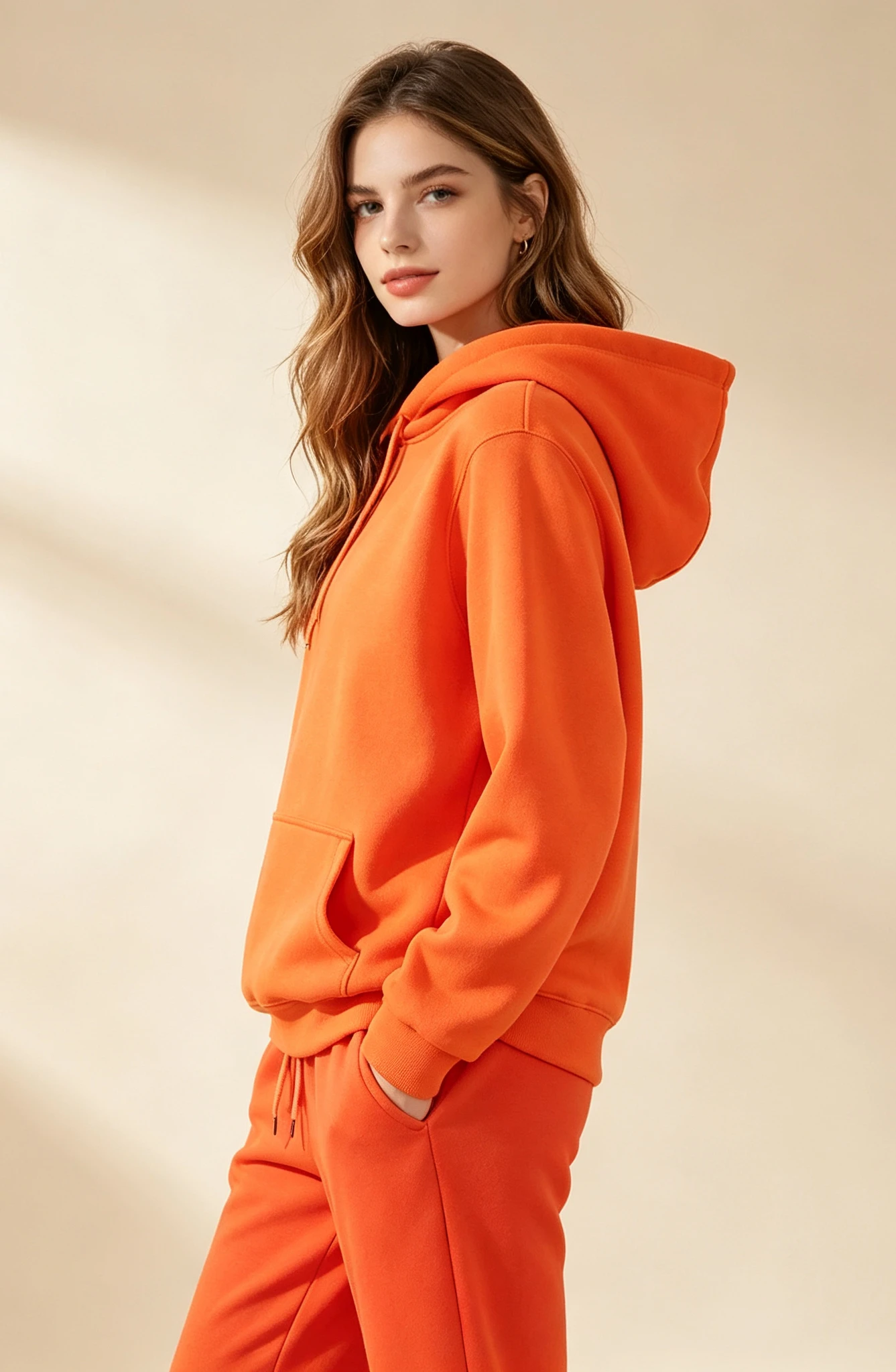 Autumn and Winter Leisure Sports Solid Color Long Sleeve Women's Fashion Loose Hoodie Drawstring Trousers Suit Women's Suit