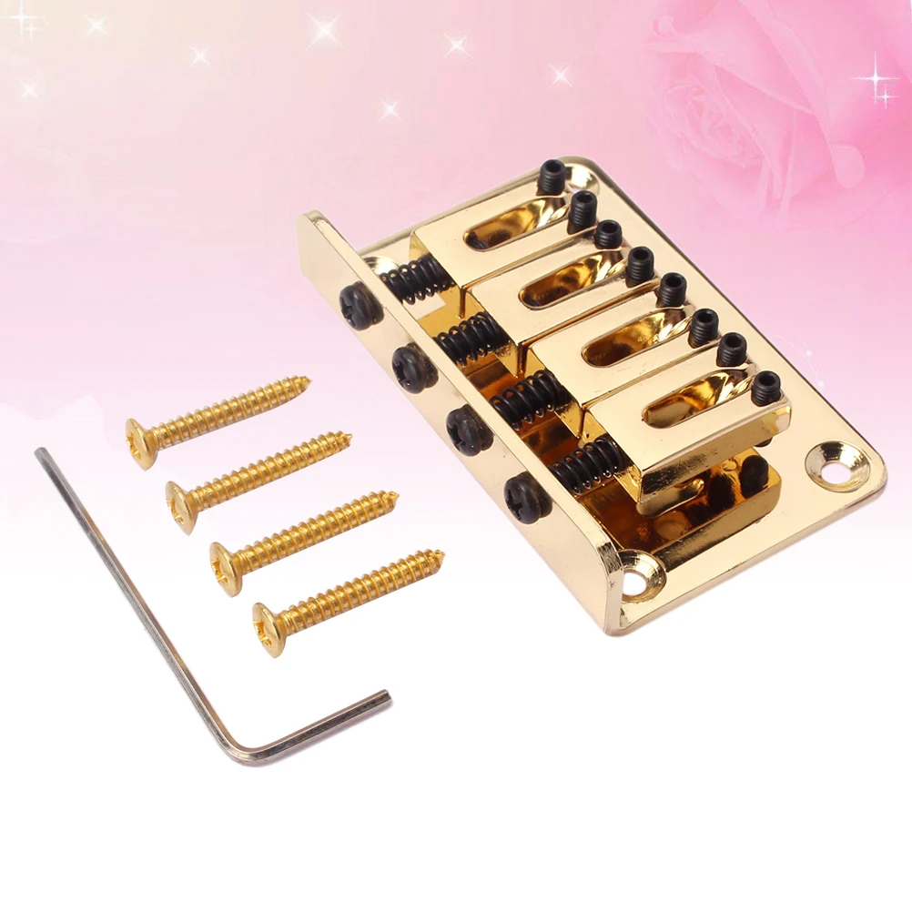 

GA906 Metal 4 String Bass Bridge Vintage Style Bridge for Guitar with 4 Screws and 1 Wrench (Golden)