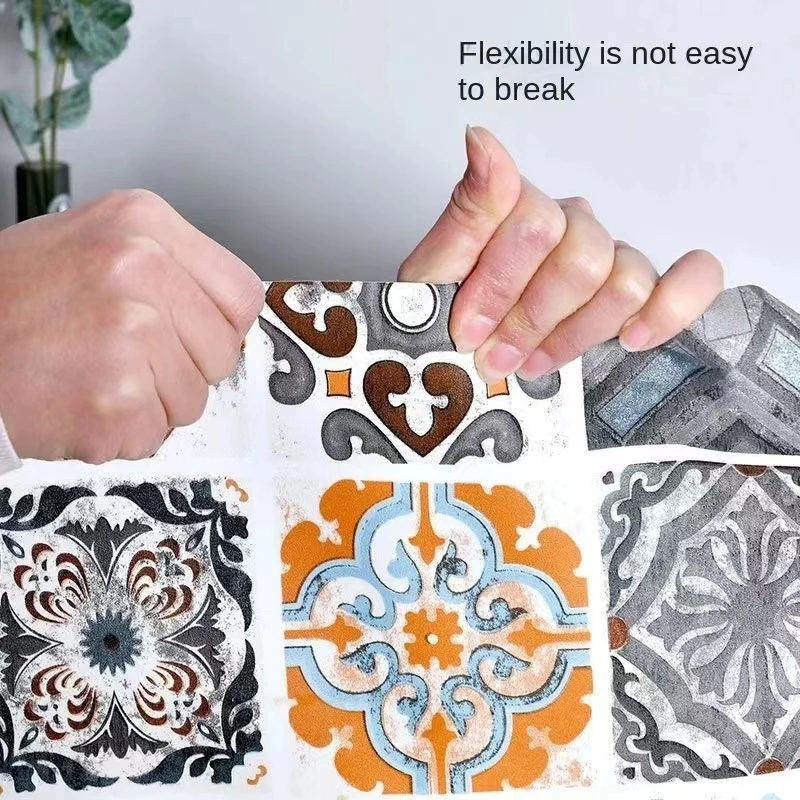 PVC Thicken Self-adhesive Waterproof Floor Stickers Oil Proof Wall Stick Suitable for Home And Store Decor Ceramic Tile Stickers