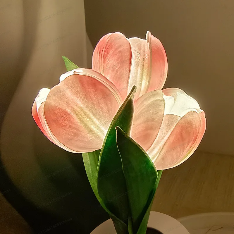 

LED Tulip Night Light Simulation Flower Bouquet Father's Day Gift Decor Lamp for Bedroom Bedside Atmosphere Light