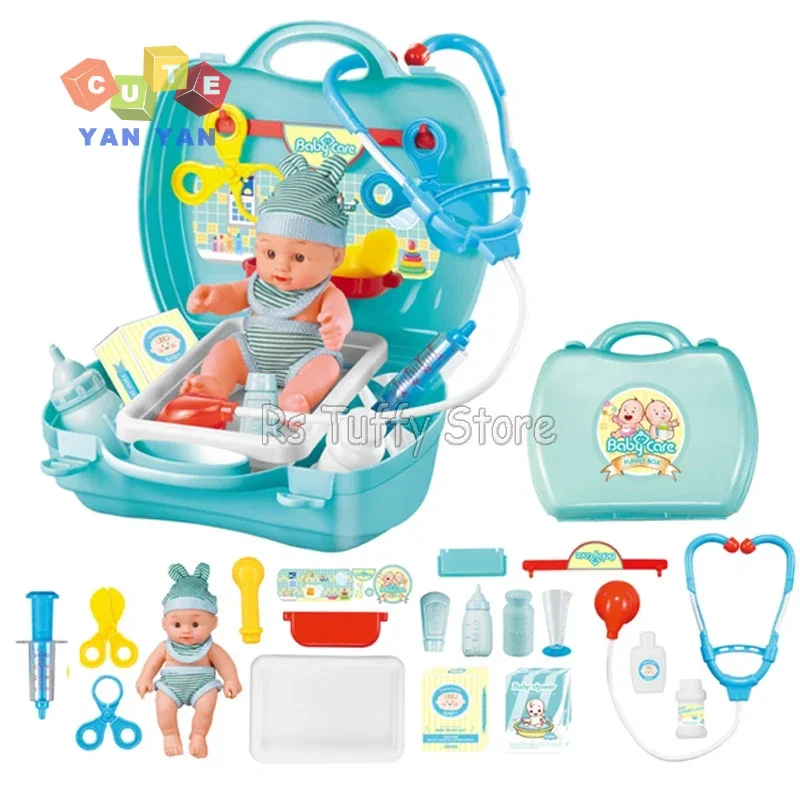 Bebê Doctor Enfermeira Tool Kits Brinquedo Role Play Dentista Set Suprimentos Médicos Equipamentos Estetoscópio Injetar com Mala para Crianças Meninas