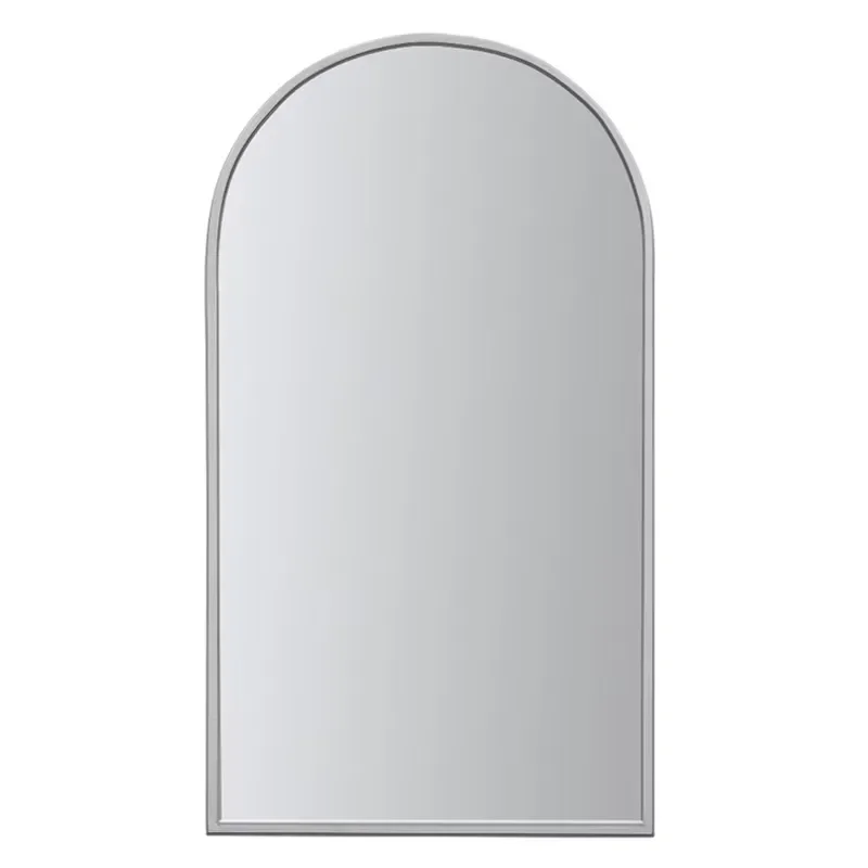 Modern Black Arched Wall Mirror Smooth Finish Home Decor Elegant Arch Shaped Looking Glass for Living Room Bedroom Bathroom