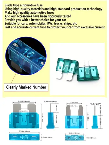 100pcs Standard Car Fuses 2A 3A 5A 7.5A 10A 15A 20A 25A 30A 35A Free Matching Choice Car Fuses Blade Fuses for RV/Truck/SUV
