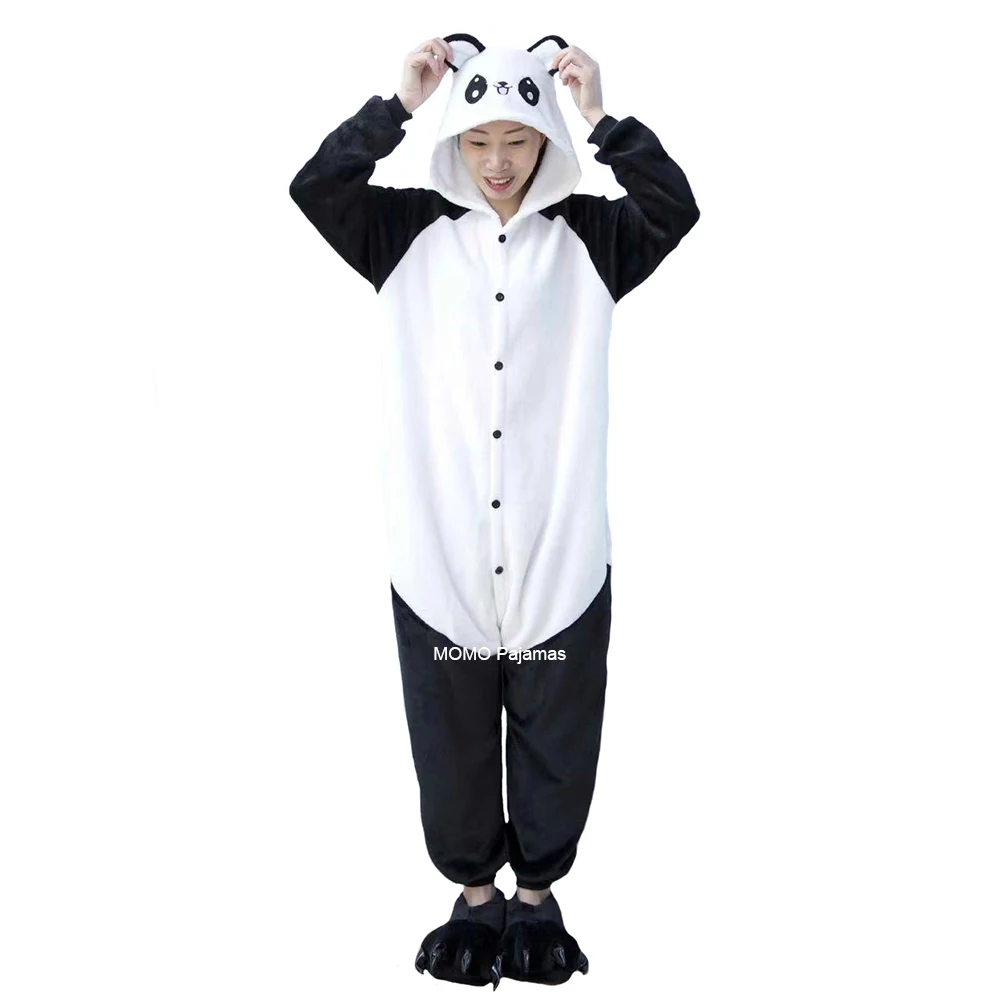 

Adult Halloween Onesie Panda Couples Pajamas Sets Anime Unisex Cosplay One Piece Sleepwear Flannel Warm Christmas Party Costume