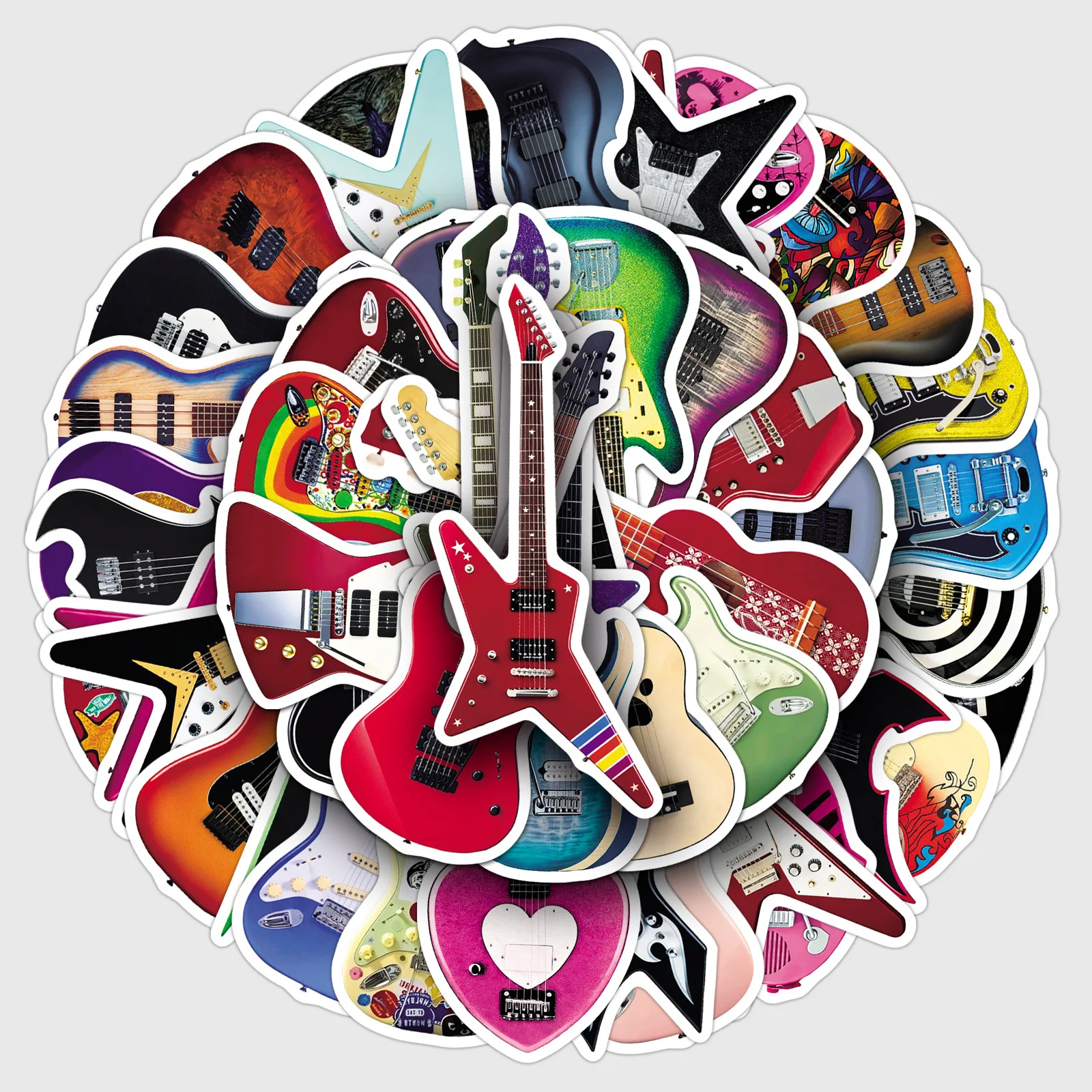 50 pçs dos desenhos animados instrumento musical guitarra adesivo personalizado criativo diy copo isolado portátil scooter motocicleta graffiti decalque