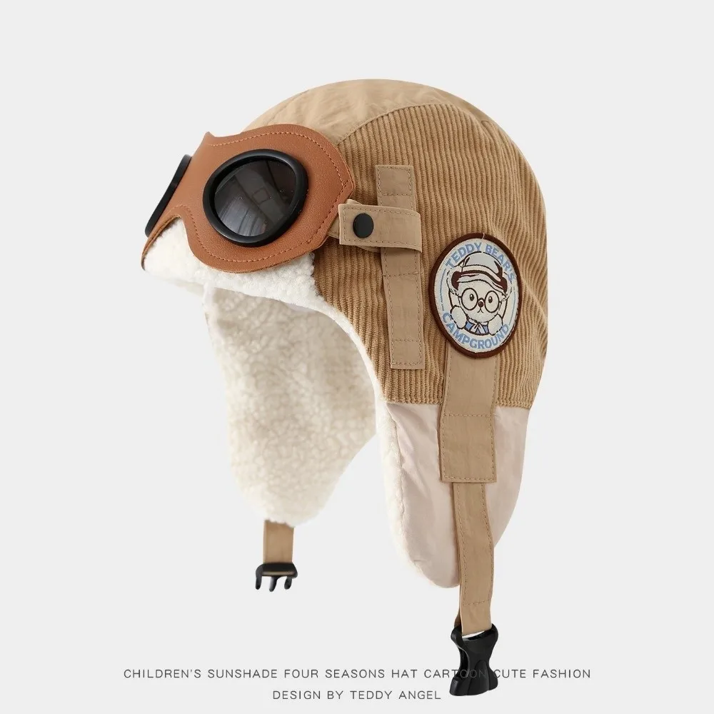 

Модная милая детская шапка-пилот с героями мультфильмов, морозостойкая с очками, защитная шапка для ушей, ветрозащитная толстая теплая зимняя шапка