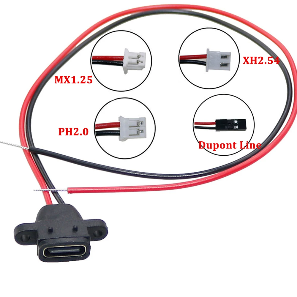 

1-8PCS Type-C waterproof connector welding wire female socket type C port charging interface 2pin with welding wire socket