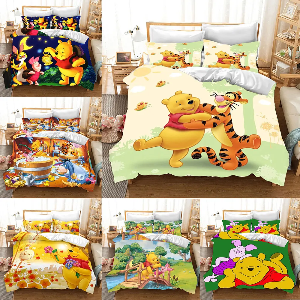 

Winnie The Pooh Bedding Sets Comforter Quilt Bed Cover Duvet Cover Pillow Case 2-3 Pieces Sets Kids Adult Size Home Decor