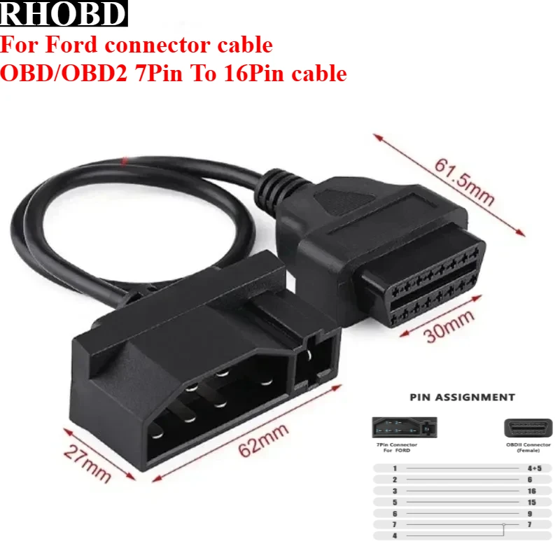NEW Hot Selling for Ford OBD Connector 7-Pin OBD1 to OBD2 Converter Adapter Cable Scanner Automatic Diagnostic Connector Tools