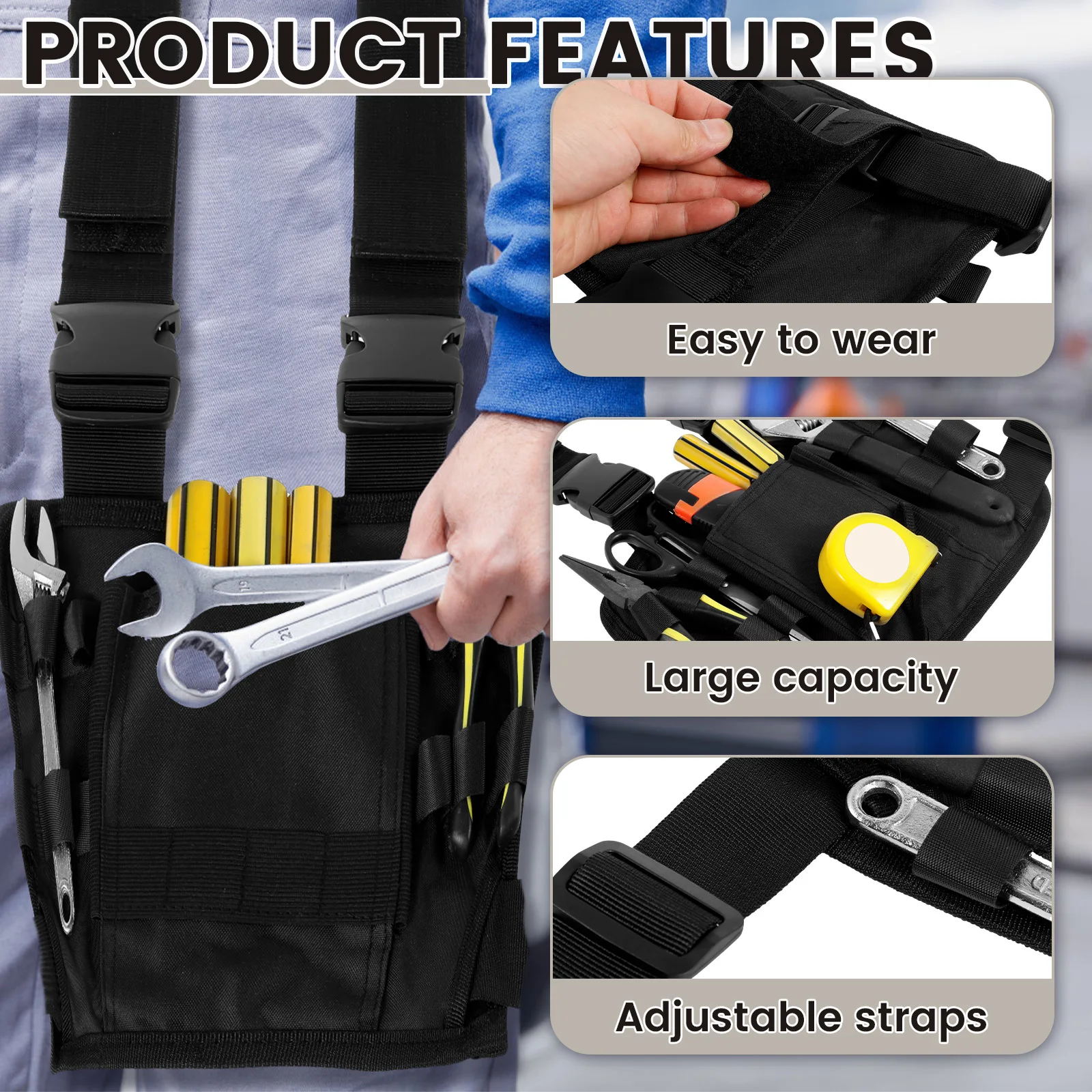 1/2PCS Lightweight Tool Pouch for Leg Portable Bag with Belt Clip Adjustable Storage Bag Multifunctional Tool Holder with Pocket