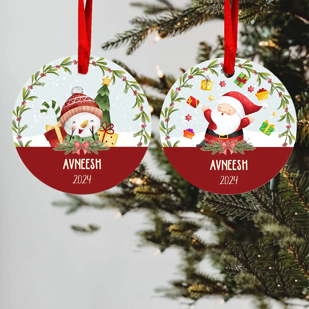 Personalized Christmas Ornaments for Kids Name & Date Customized Christmas Hanging Ornament Gifts for Kids 2024 Xmas Ornament