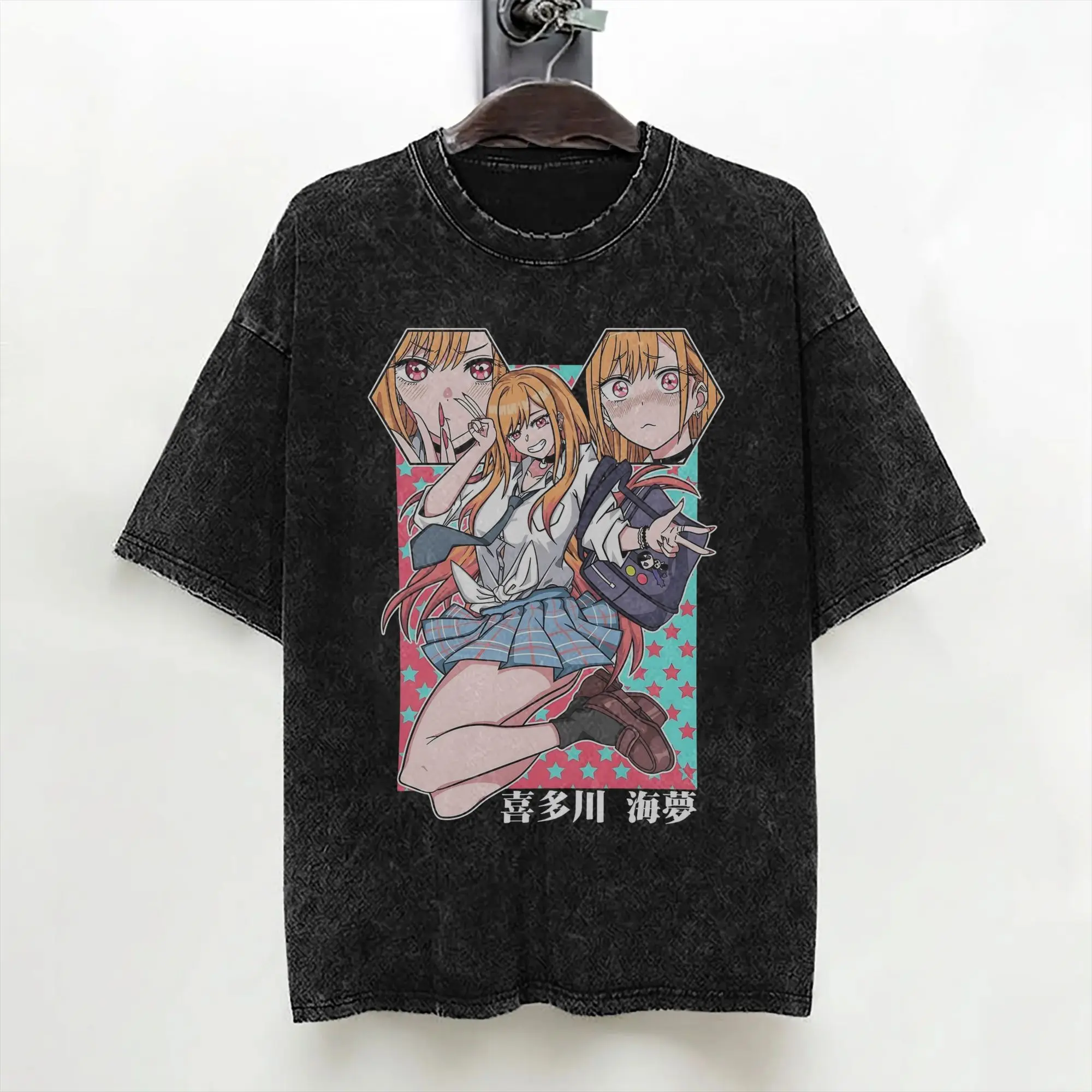 Marin Kitagawa Anime Washed T Shirts Streetwear Retro T-Shirt Tees for Men Women 100% Cotton Harajuku Printed