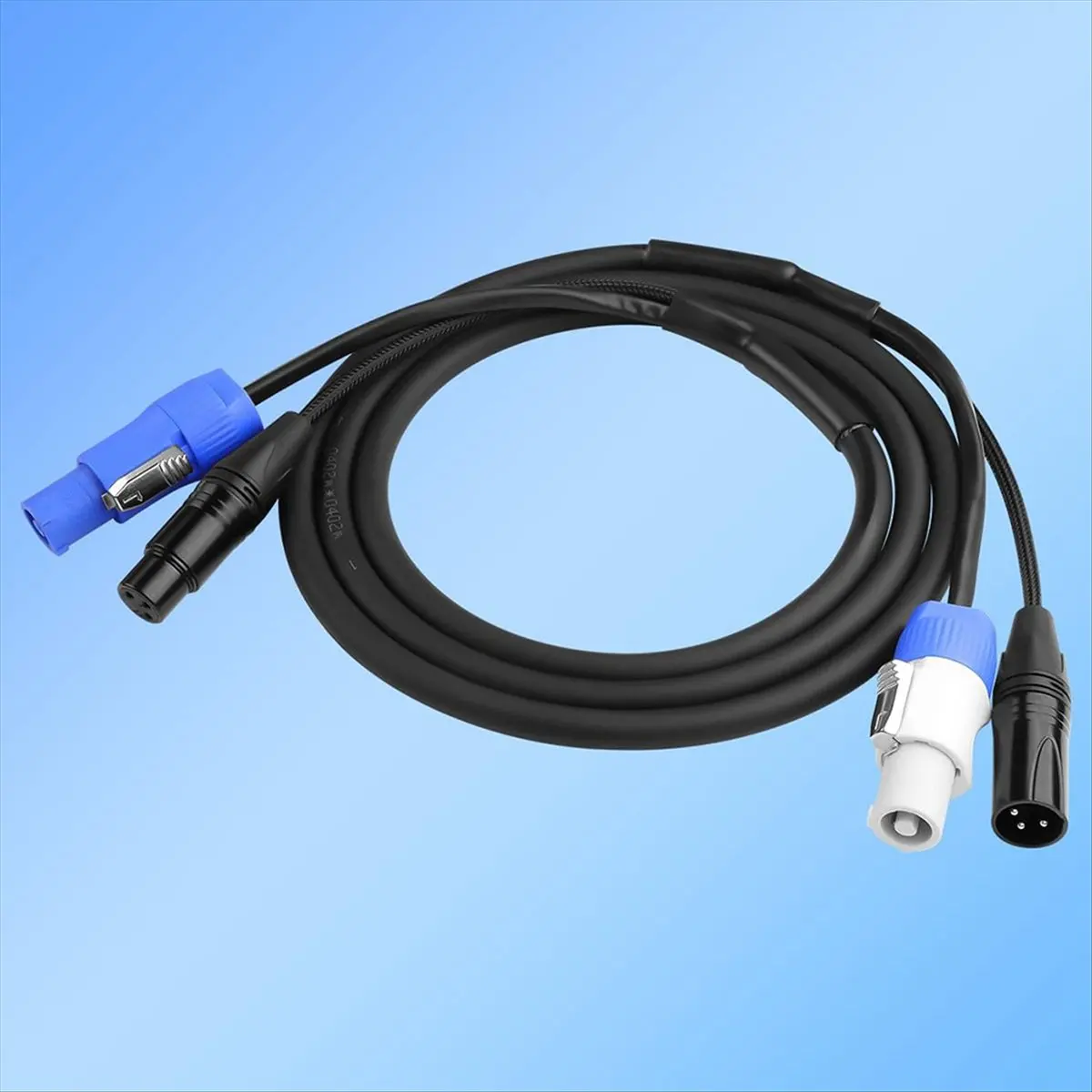 6.6 FT DMX512 Extension Cable, AC Power DMX512 3Pin XLR Signal Combo Cables for Stage Lighting, Concerts, Events