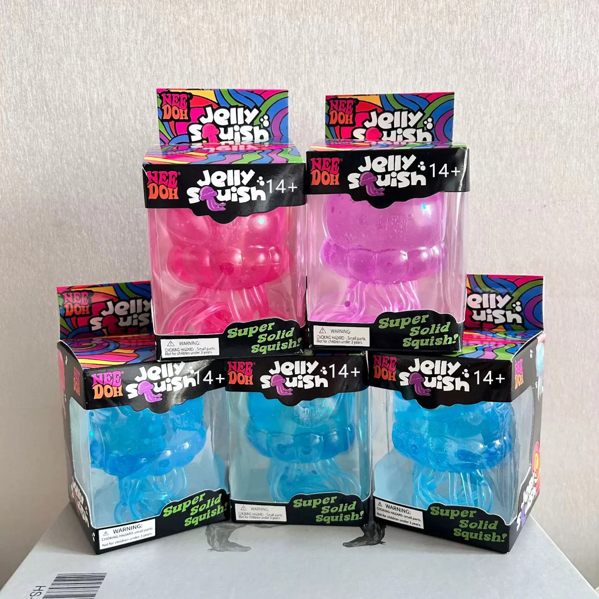 Trending Nee Doh Jellyfish & Cube Squish Toy, Soft Jelly Squeeze Stress Relief Fidget Toy, NeeDoh for Adults Toy