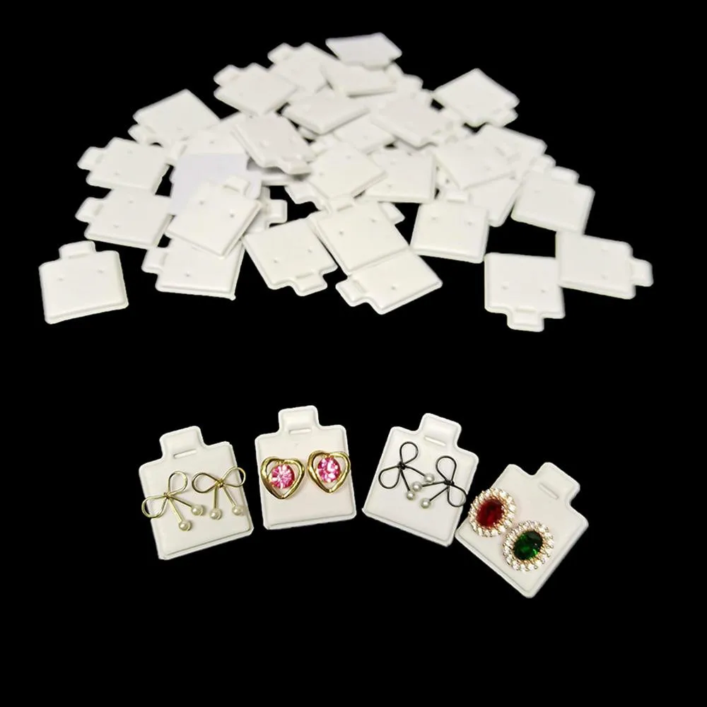 100pcs/bag Ear Studs Holder White Puff Pad Earring Cards Jewelry Display Holder Tray Insert Organizer Bulk Wholesale