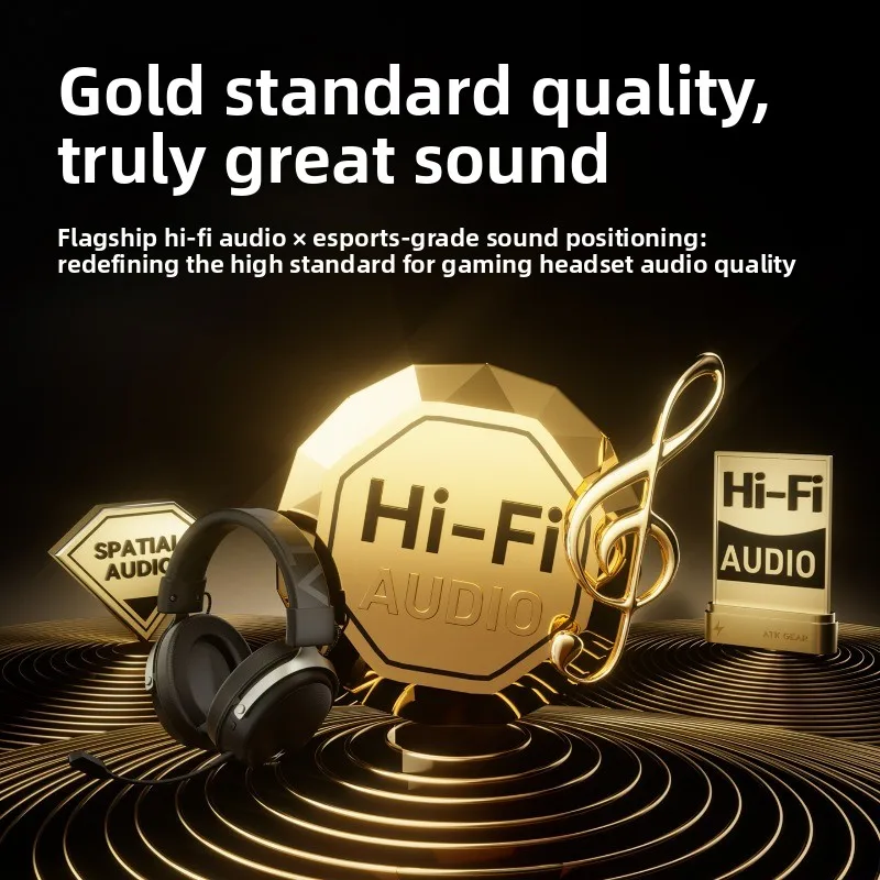 ATK N9 Pro Ultra سماعات رأس لاسلكية بأربعة أوضاع مثبتة على الرأس وميكروفون لإلغاء الضوضاء وكمون منخفض سماعات رأس للألعاب