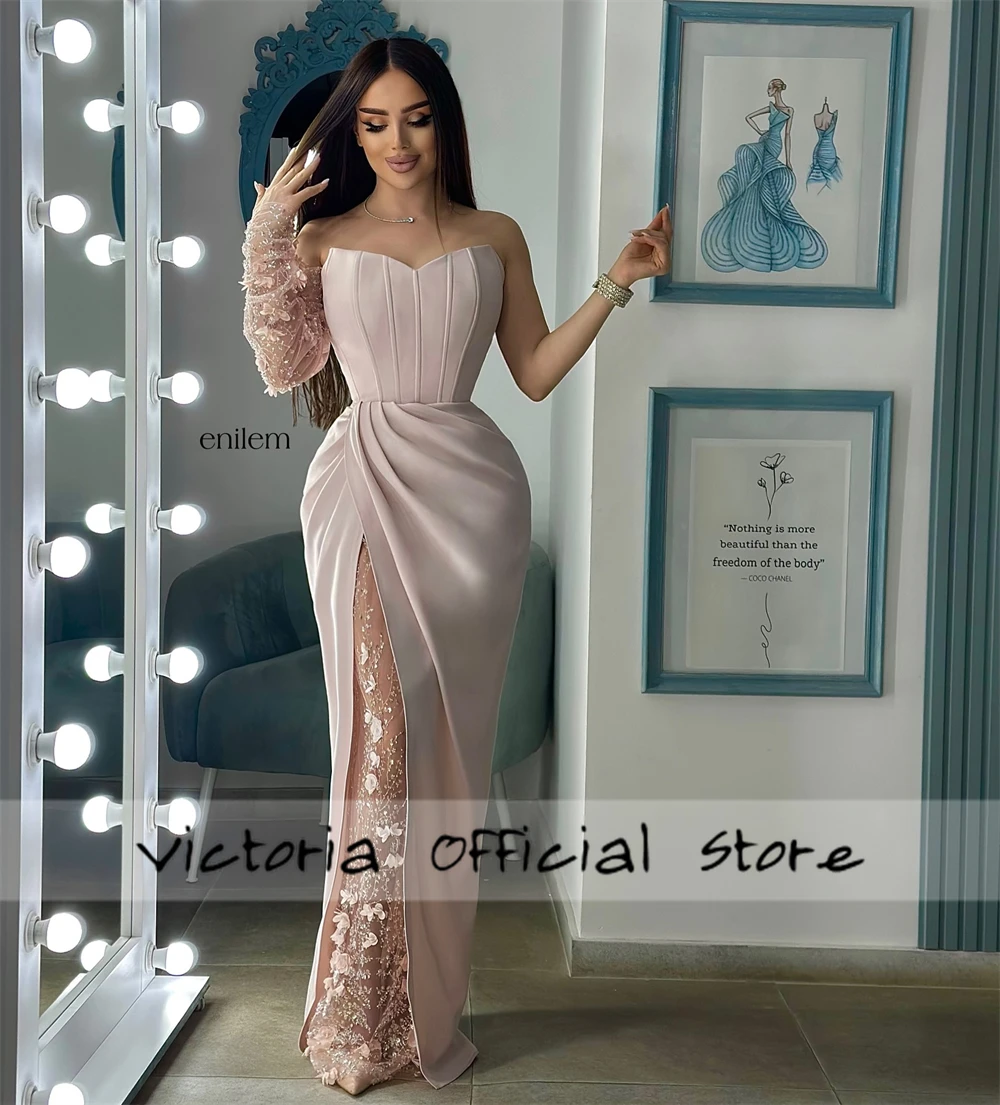 Vestidos de noche de color rosa bebé con manga desmontable, vestidos de fiesta de boda con lazo, vestidos de fiesta de boda de Dubái, vestido de baile personalizado 2025