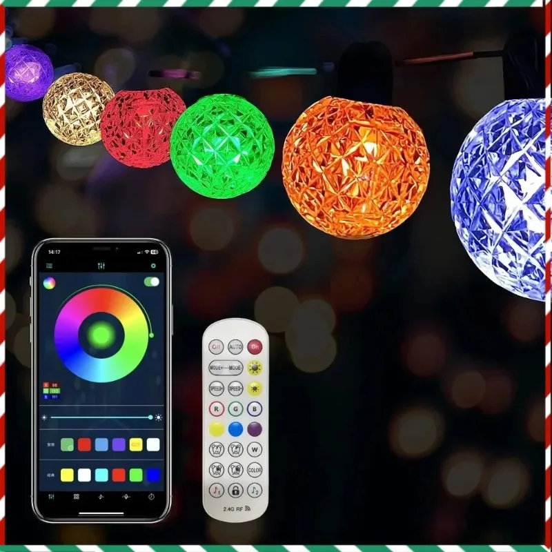 

25FT Smart LED Bulb String Light APP Control USB 25 Bulbs Fairy Lights Home Room Outdoor Garden Christmas Decor RGB Garland Lamp