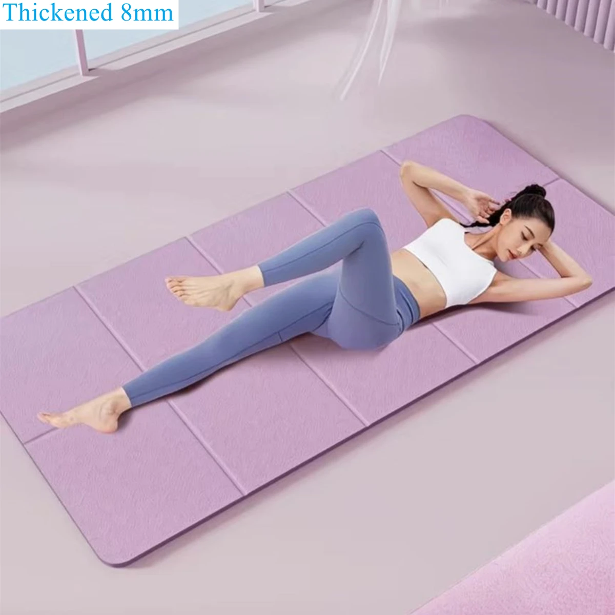 

8mm Thick TPE Foldable Yoga Mat Non-slip Thickening 183*61cm Easy Storage for Travel Yoga Pilates Home Exercise Floor Mat