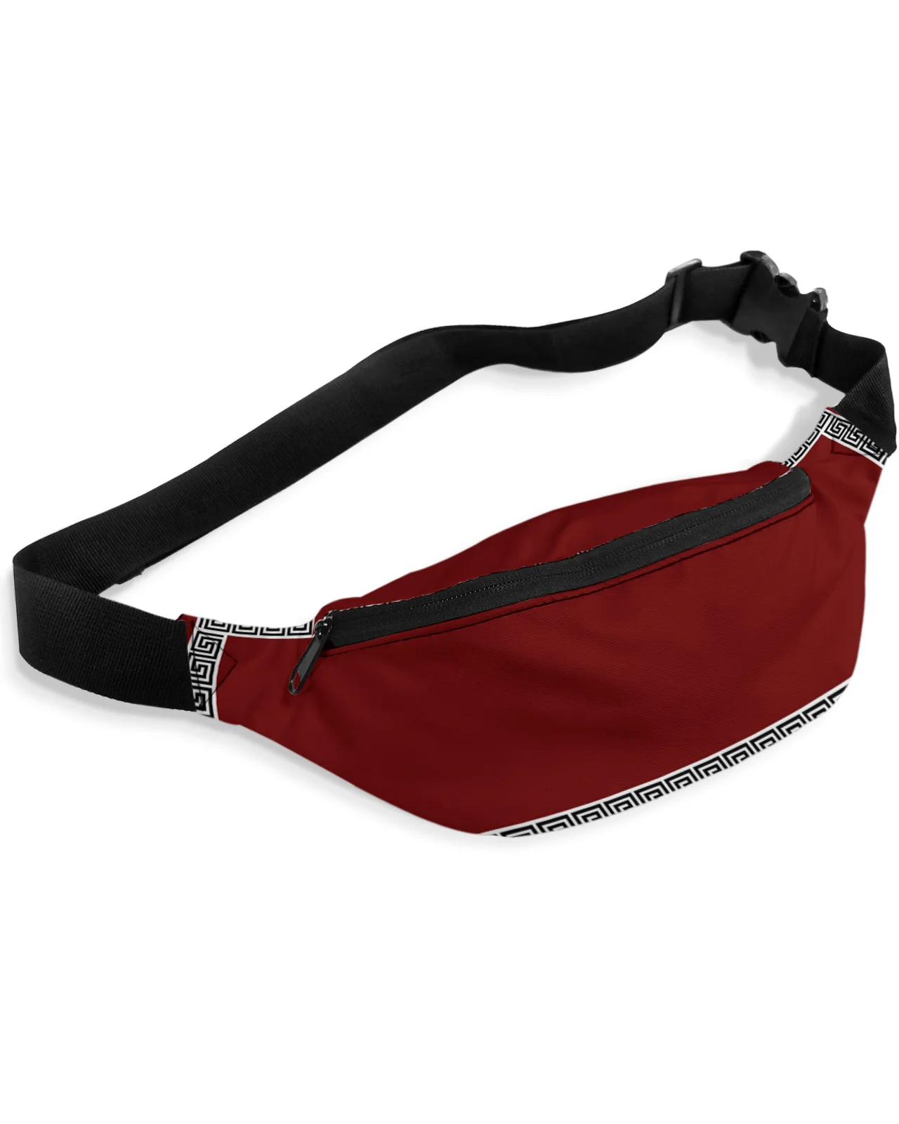 Red Geometric Greek Geometric Men Women Waist Bag Fanny Pack Purse Large Phone Belt Bag Wallet Pouch Waterproof Banana Hip Bags