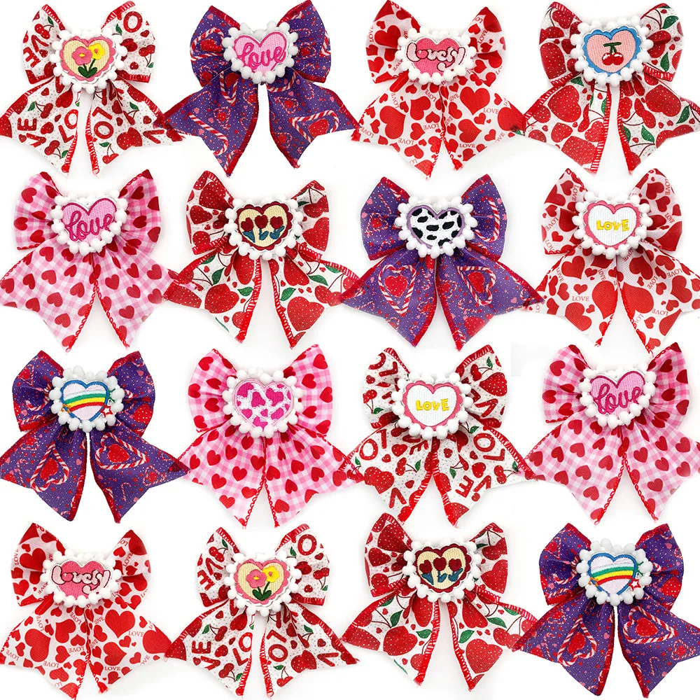 30/50pcs Valentine's Day Slidable Dog Bow Tie Exquisite Dog Collar Accessories Small Middle Dog Holiday Party Grooming Supplies