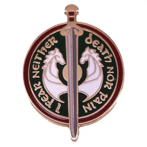 I Fear Neither Death Nor Pain Hard Enamel Pin Durin Doors Lord Rings Horse Warrior Shield Sword Brooch For Women Lapel Badges