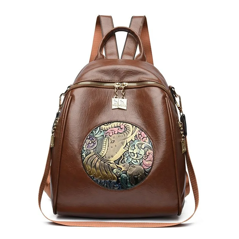 Soft Leather Backpack Women's Trendy Casual Versatile Casual Large-capacity Travel Backpack Exquisite Simple Fashion Personality
