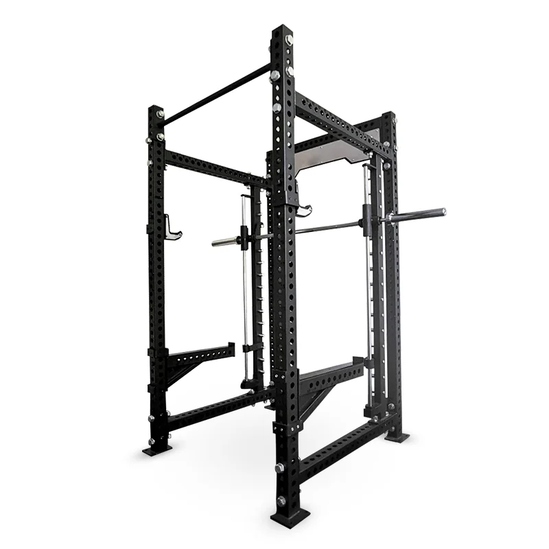

Power Rack Multi-Function Power Cage for Strength Training Squat Rack with Smith Machine,Spotter Arms J-Hook for Home Gym 1