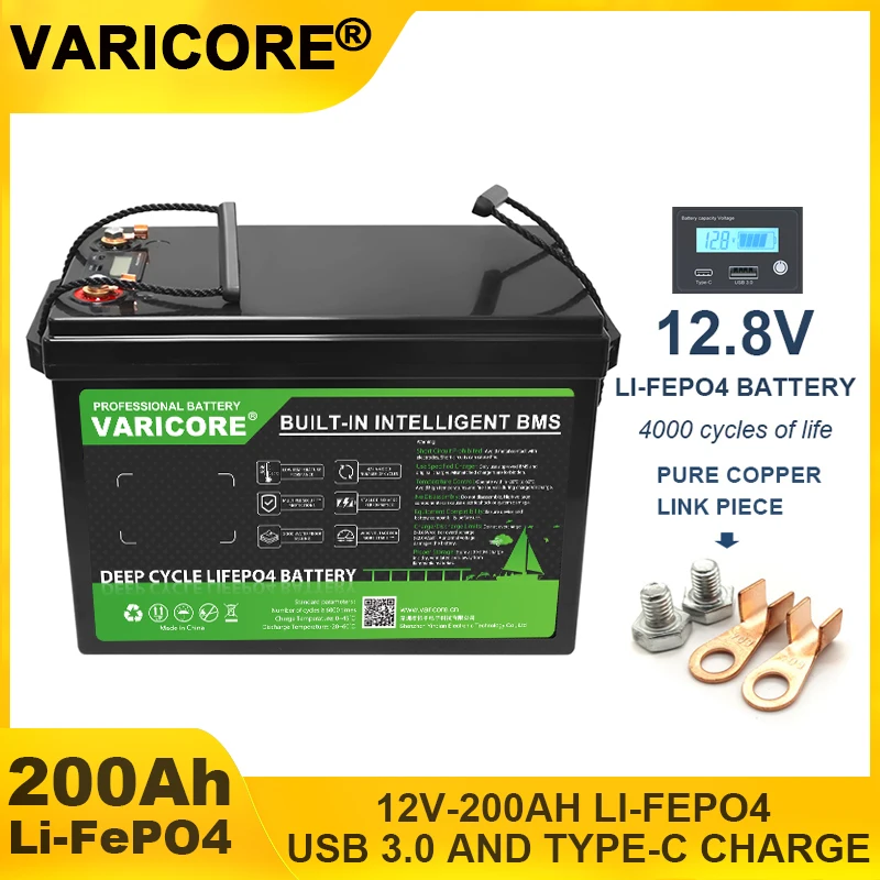 12V 200Ah 180Ah 310Ah LiFePO4 batterij 12.8V Lithium ijzerfosfaat voor campers, golfkarren, off-road, off-grid, zonne-energie en windenergie batterijen