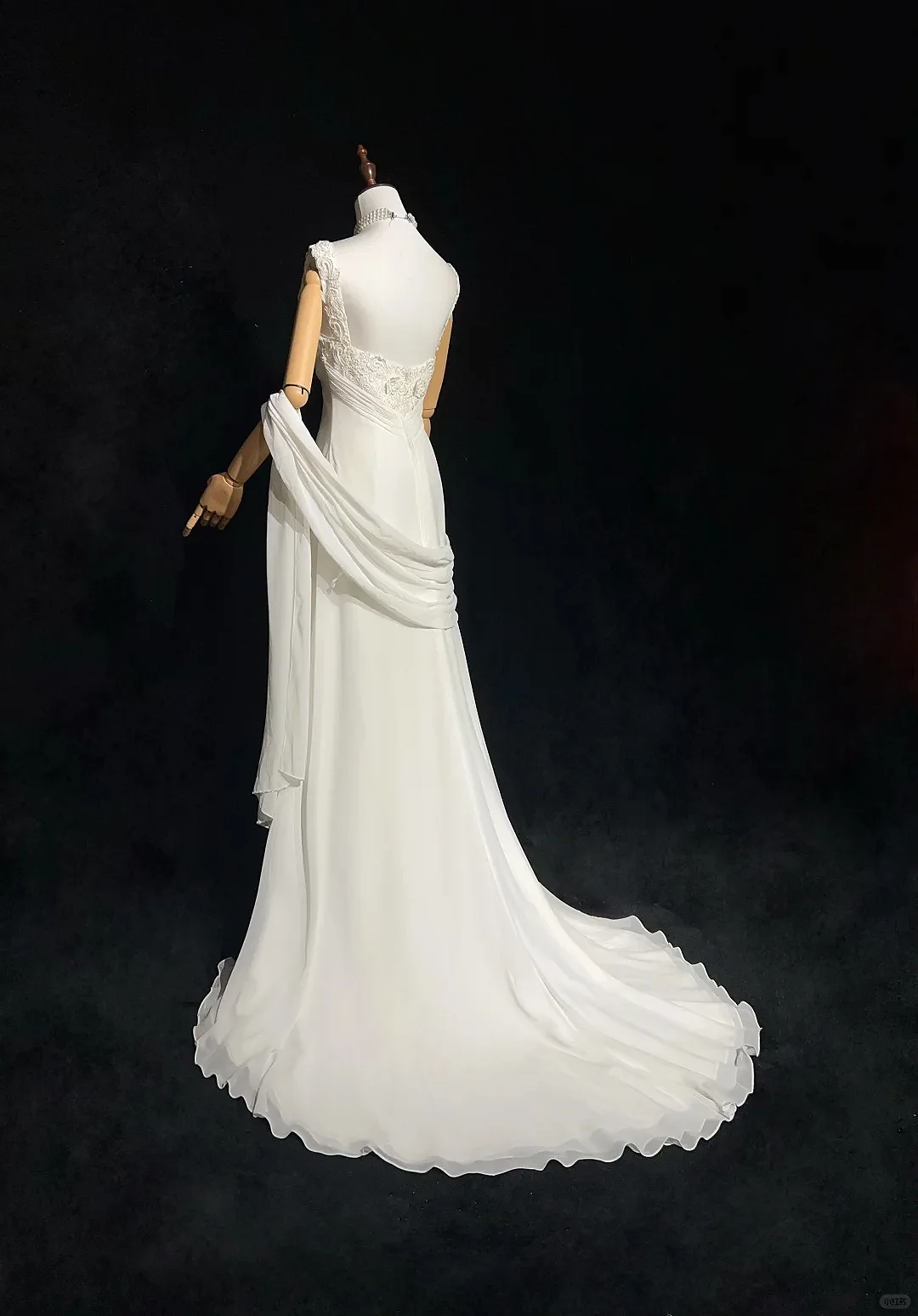 Robe de Demoiselle d'Honneur en Mousseline de Soie Blanche, Coupe Trapèze, Imprimé Floral, Dos aux, Châle Plissé, Mariage, Bal, Soirée