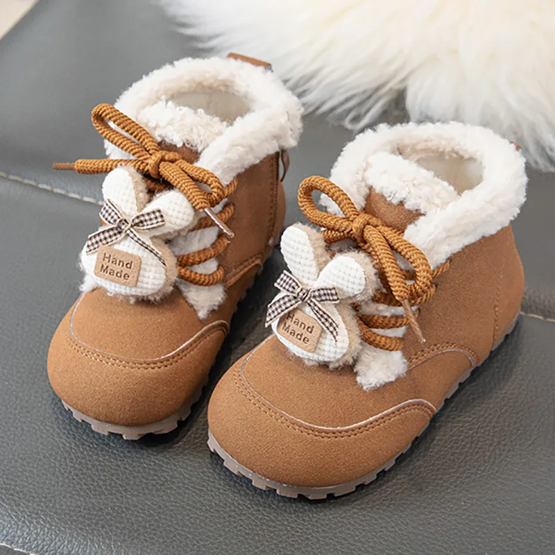 

Зимние ботинки из искусственного меха для детей, зимние ботинки из искусственной кожи для мальчиков и девочек, милые детские теплые ботинки в корейском стиле с героями мультфильмов, хлопковая обувь