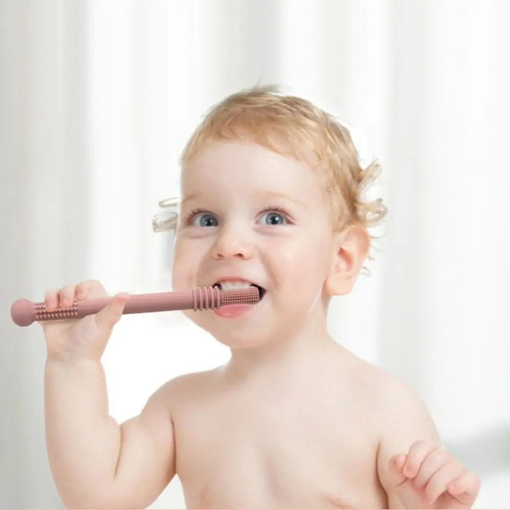 

1 pcs Healthy for Babies 3-12 Months Food Grade Silicone Dental Care Teether Tubes Teething Toys Toothbrush Gift Baby Teether