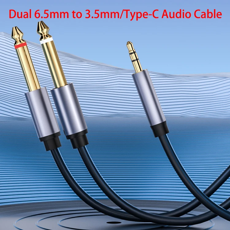 

Double-Shielded 6.5mm Split Cable for Phone/PC to Amp - HiFi Stereo, Aluminum Alloy Shell, 59g Lightweight