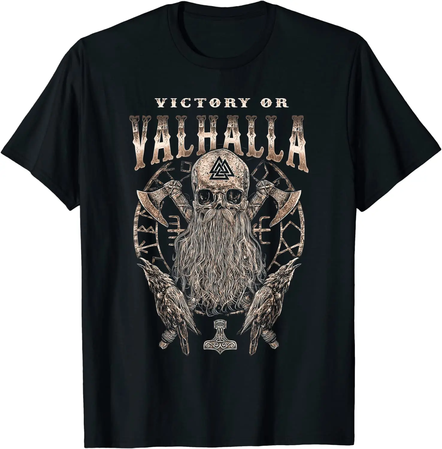 Victory Or Valhalla Vi kings Norse Vi king Odin Thor T-Shirt Premium Cotton Short Sleeve O-Neck Mens Tshirt S-3XL