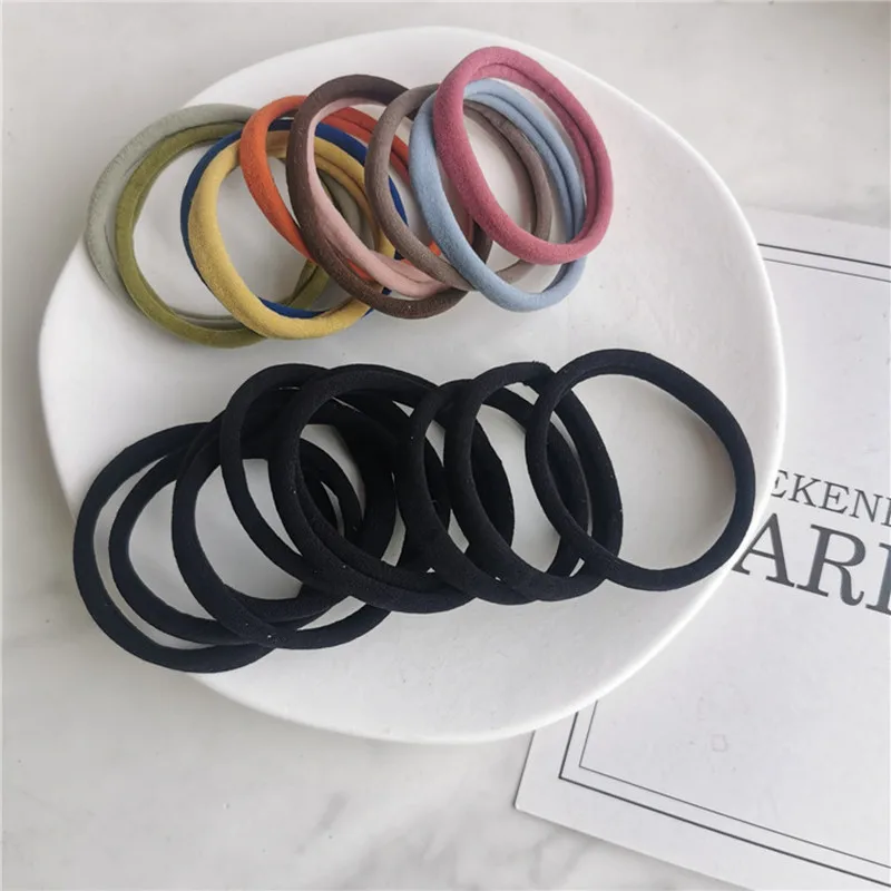 

10pcs/pack Very Soft Seamless Elastic Hair Band Solid Color Stretchy Rubber Band Basic Hair Rope Ponytail Tie For Women Girls