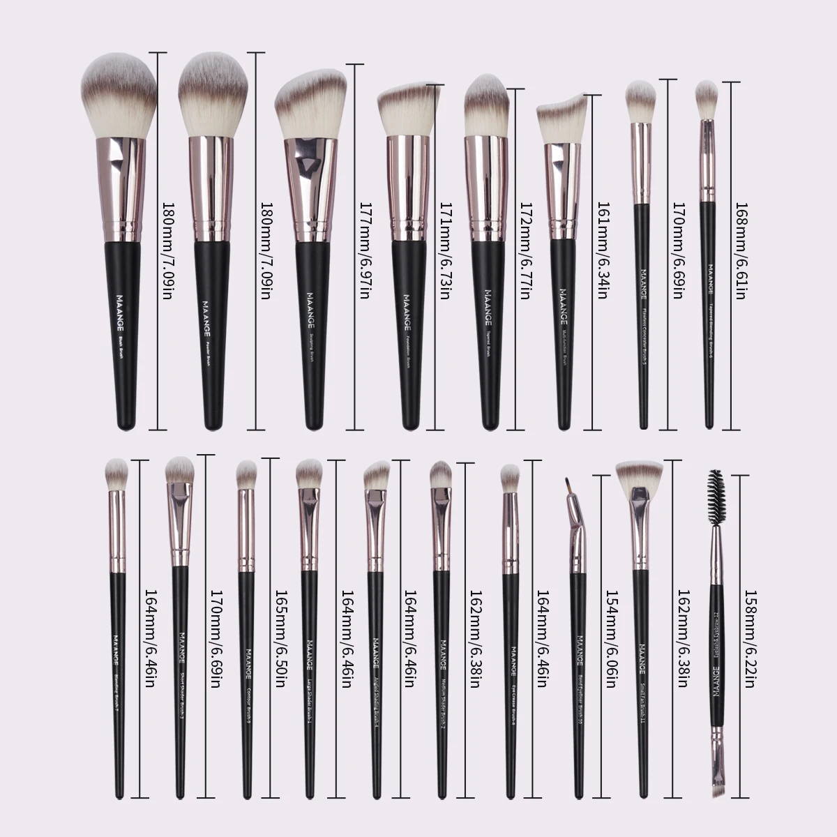 MAANGE 18PCS Makeup Brushes Set Foundation Concealer Eyebrow Eyeshadow Soft Dense Bristles Cosmetic Makeup Tools for Liquid