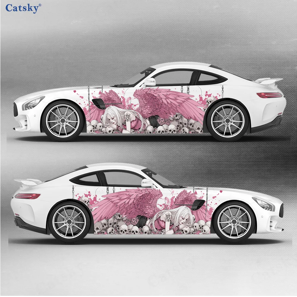 

2 шт. розовые наклейки с изображением ангелов с крыльями и белыми волосами, самоклеящиеся, из ПВХ, водонепроницаемые и устойчивые к царапинам, аксессуар для автомобиля, подарок.