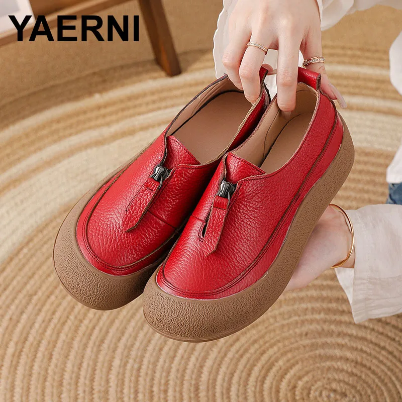 

New zip up flats shoes for women real leather moccasins woman unique luxury flat driving shoes ladies red flats mom casual shoes
