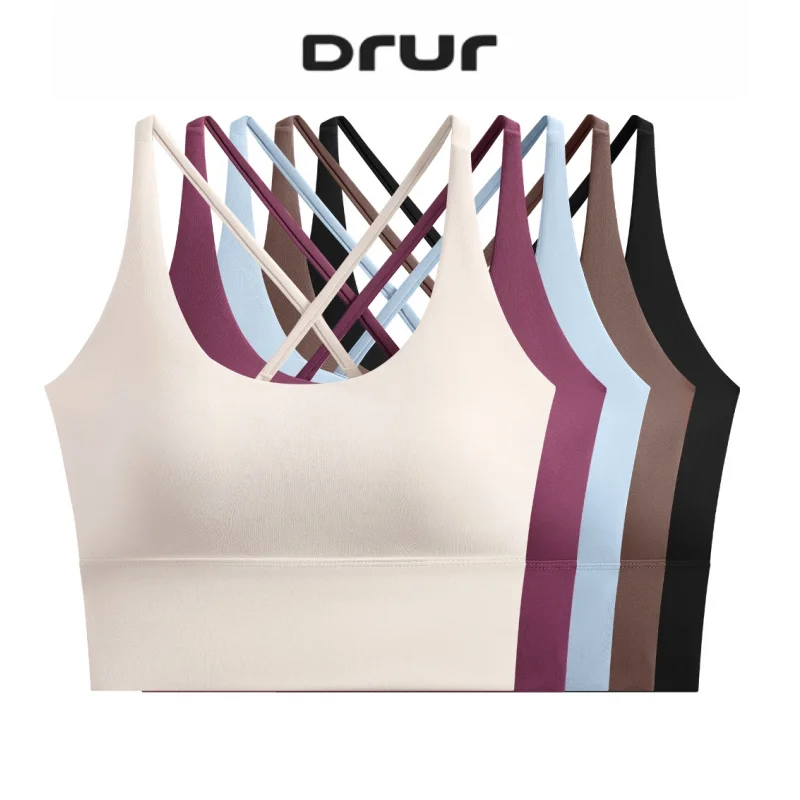 

DRUR Yoga Top Women Cross Back Summer Lightweight Seamless Shockproof Sports Bra For Outdoor Ladies Gym Workout Running Bralette