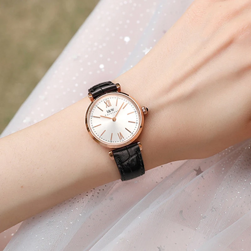 I&W CARNIVAL Luxury Switzerland Brand Japan Quartz Women's Watches 8MM Ultra-thin Case Waterproof Rhinestone Sapphire Clock 562L