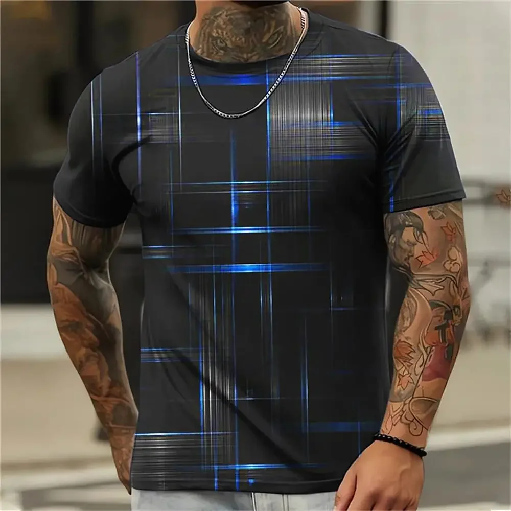 

Summer Fun Men's Women's Fashion 3D Print Abstract Plaid Vintage T-shirt Casual Harajuku Street Style Crew Neck Short Sleeve