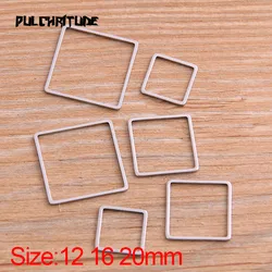 PULCHRITUDE 20Pcs/lot 3 Size Square Charm Stainless Steel Pendant Open Bezels Pressed Resin Frame Mold Bezel DIY Jewelry Making